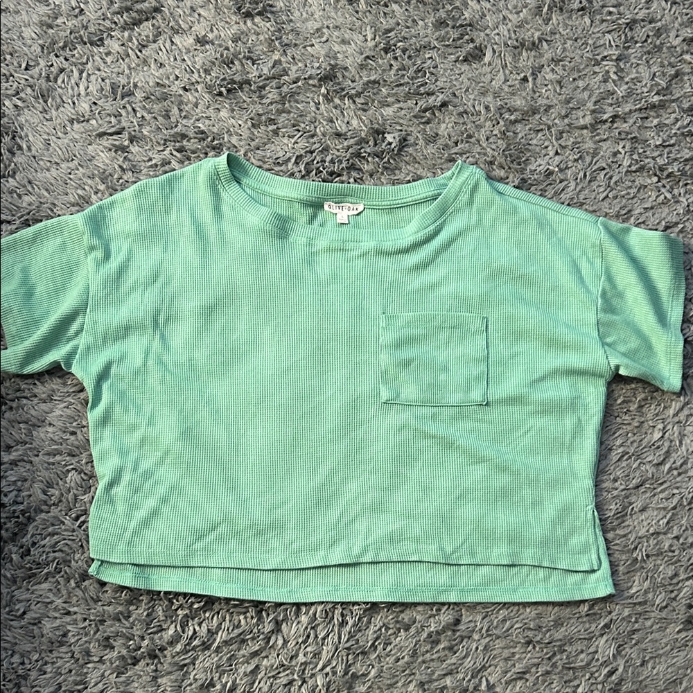 Olive & Oak Mint Green Ribbed Knit Top